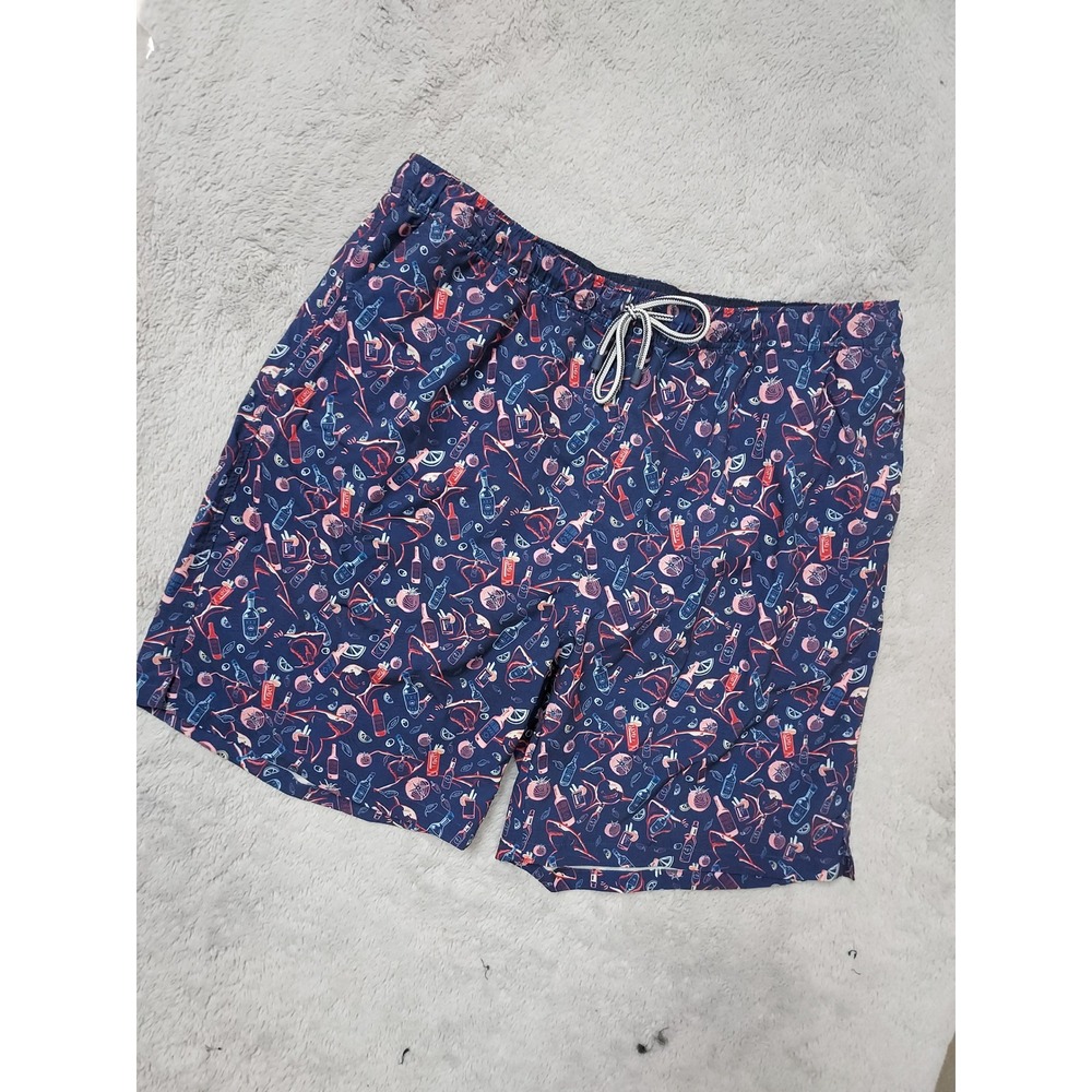 Peter Millar Swim Trunks Mens XL Bloody Mary Cocktail Seaside Blue Beach Lined